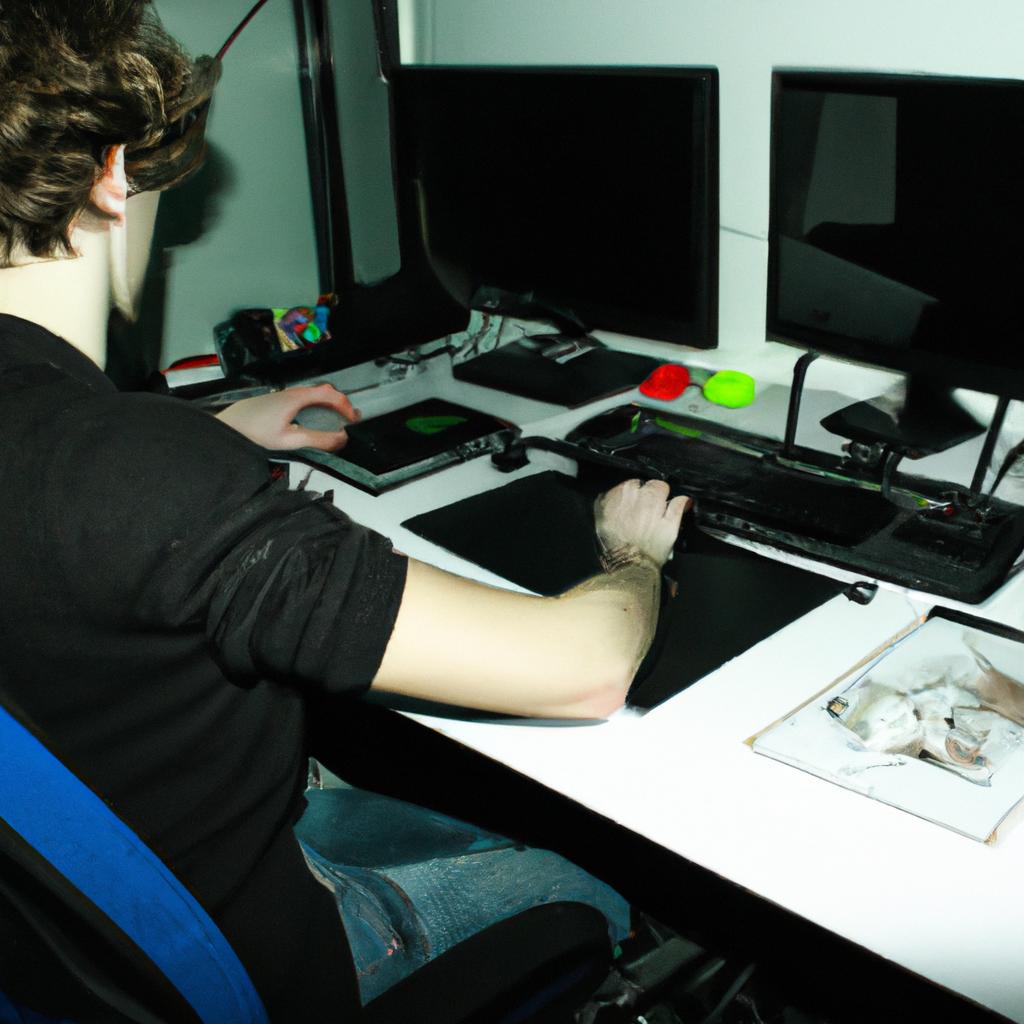 Person working in animation studio